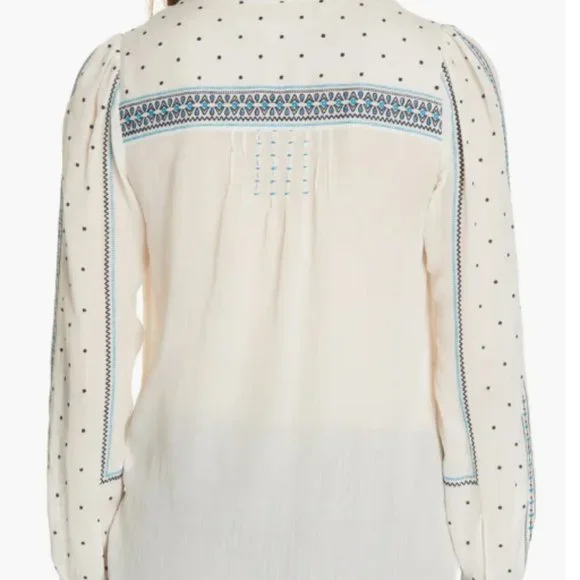 Veronica Beard Carta Embroidered Silk & Cotton Blouse - Picture 2 of 5